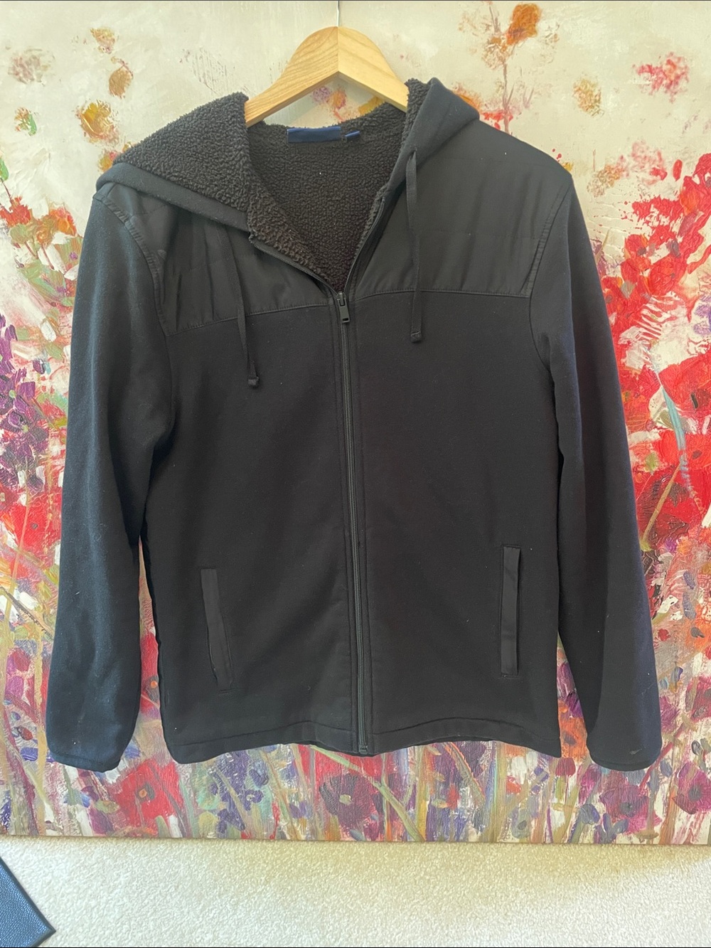 Apt. 9 Black Sherpa-Lined Hooded Zip Jacket